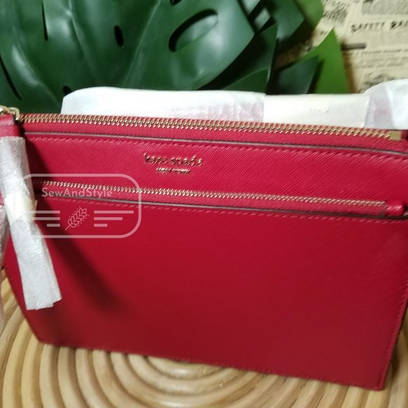 ZIP CROSSBODY KATE SPADE CAMERON ROSSO RED BRAND NEW CLUTCH - Picture 5 of 9